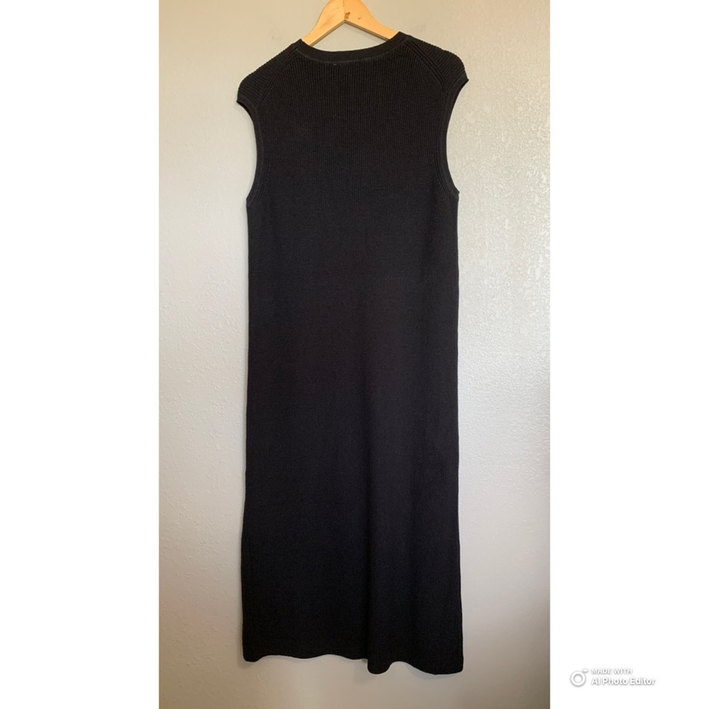 Everlane Size XL Black Midi Dress in Everyday Cotton Ribbed Knit NWOT - Picture 8 of 16